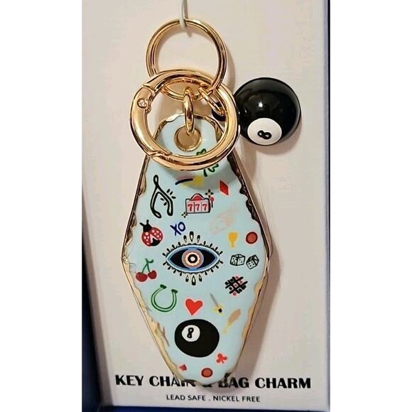 Piper K Key Chain Bag Charm Novelty Lucky Symbols 8 Ball Keychain Charm - Picture 2 of 4